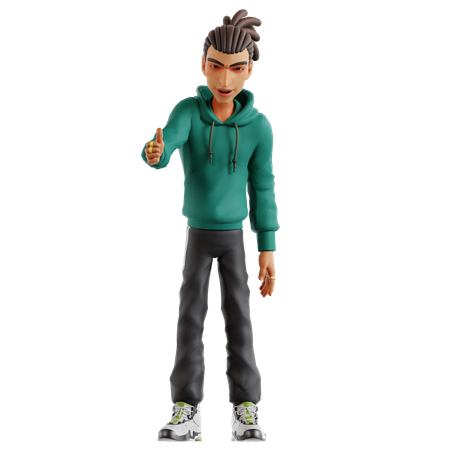 Dreadlocks man Showing thumbs up  3D Icon