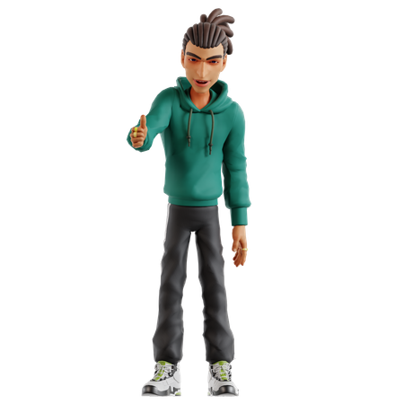 Dreadlocks man Showing thumbs up  3D Illustration