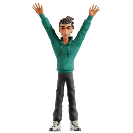 Dreadlocks Man Standing With Open Hands  3D Illustration