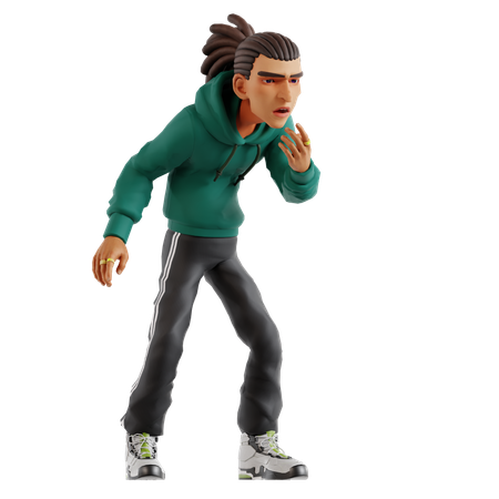 Dreadlocks Man Thinking While Giving Shocking Expression  3D Illustration