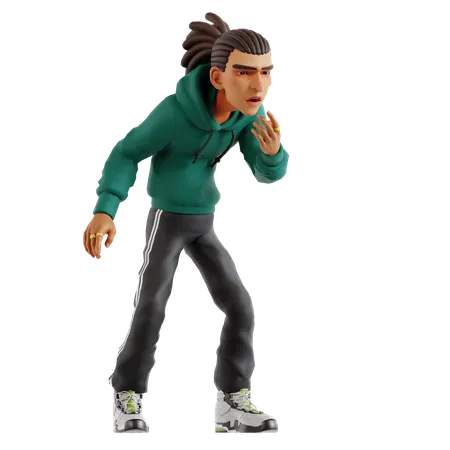 Dreadlocks Man Thinking While Giving Shocking Expression  3D Illustration