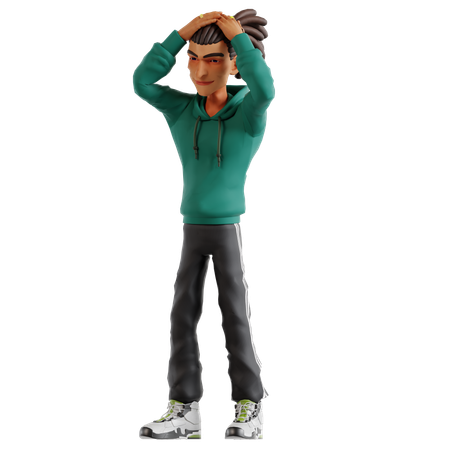 Dreadlocks manGiving shocking pose  3D Illustration