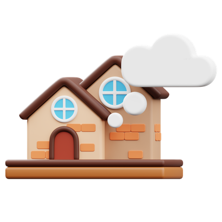 夢の家の思考バブル  3D Icon