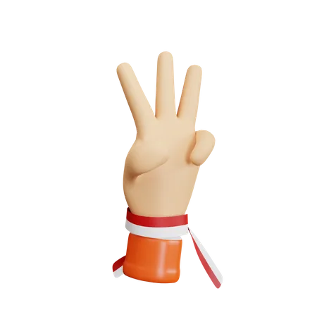 Drei-Finger-Geste  3D Icon