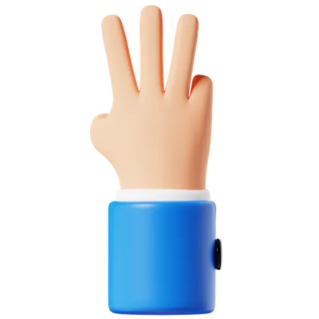 Drei Finger Handgeste 3 D Illustration 3D Icon