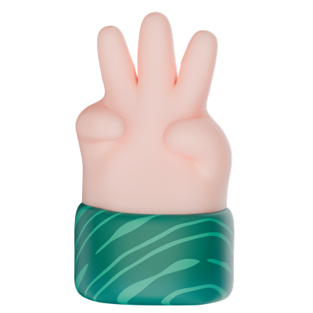 Drei Handfinger  3D Icon