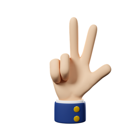 Drei-Hand-Geste  3D Icon