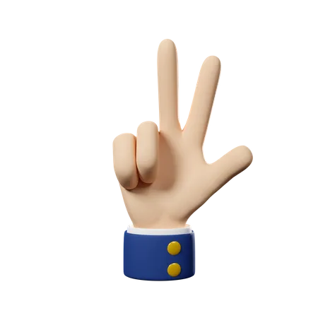 Drei-Hand-Geste  3D Icon