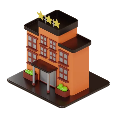 Drei-Sterne-Hotel  3D Illustration