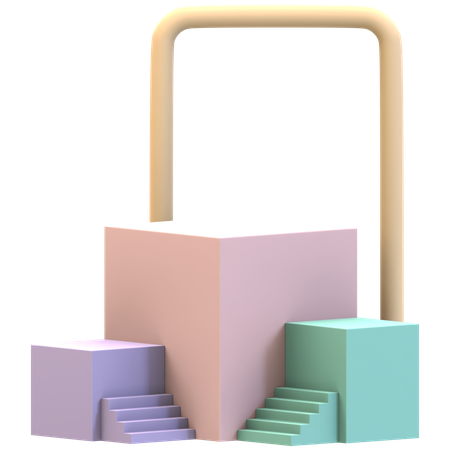 Dreifach-Würfelpodest mit Doppeltreppe  3D Icon