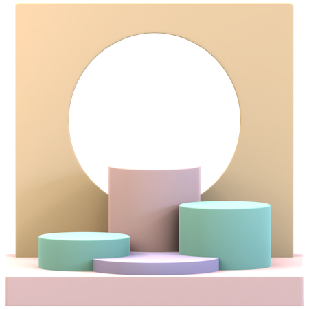 Dreizylinder-Podium mit Einzelloch-Hintergrund  3D Icon