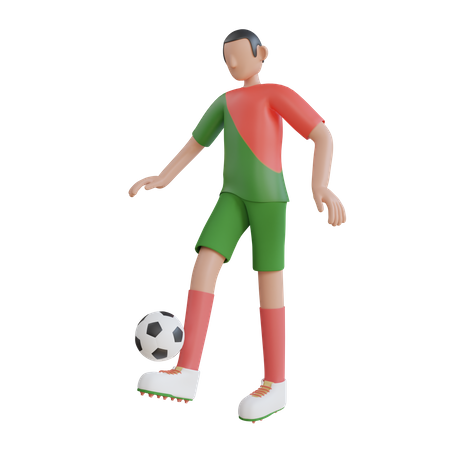 Dribbling Ball auf seinem Bein  3D Illustration