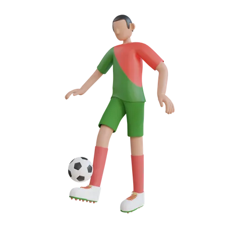 Dribbling Ball auf seinem Bein  3D Illustration