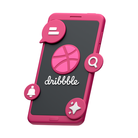 Dribble On Smartphone  3D Icon