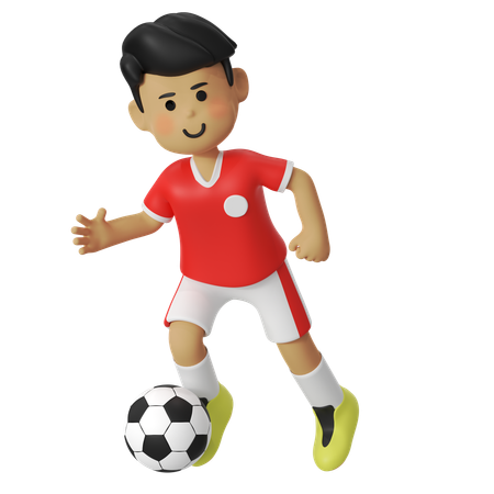 Dribbling Football Player Boy  3D Icon