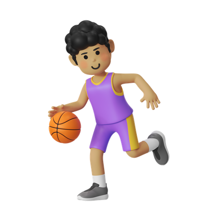 Jogador de basquete dribla menino  3D Illustration