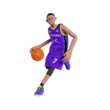 Drible de basquete  3D Illustration