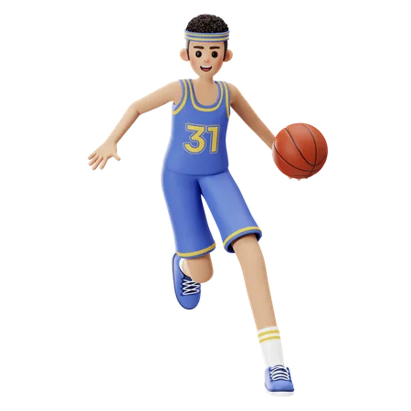 Jogador de basquete driblando  3D Illustration