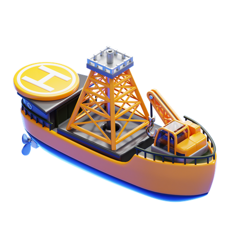 드릴 선박  3D Icon