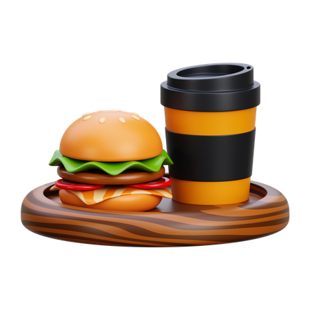 ドリンクとハンバーガー  3D Icon