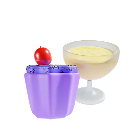 Drink And Cupcake Icon 3 D Illustration 3D Icon