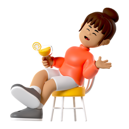 Drink Relaxing Girl  3D Icon