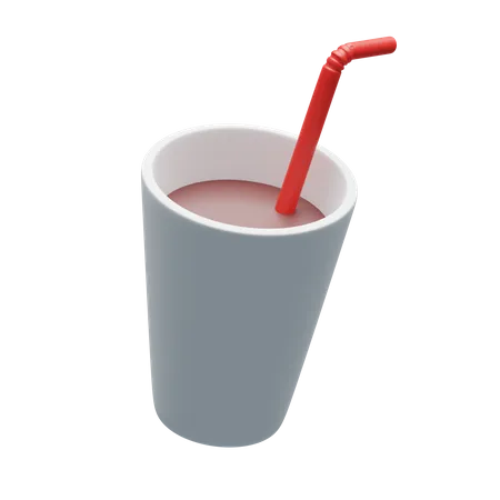 Drinking glass with straw  3D Illustration