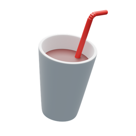 Drinking glass with straw 3D Illustration