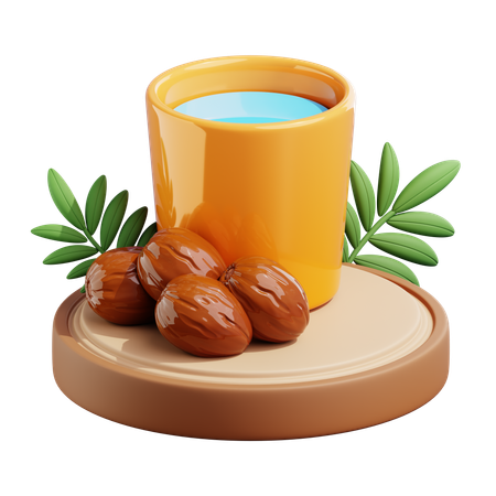 Drinking Water And Dates  3D Icon