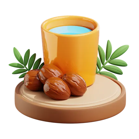 Drinking Water And Dates  3D Icon