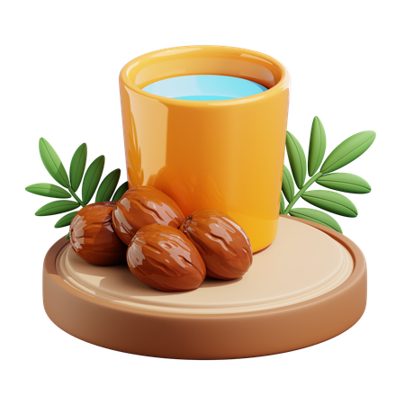 Drinking Water And Dates  3D Icon