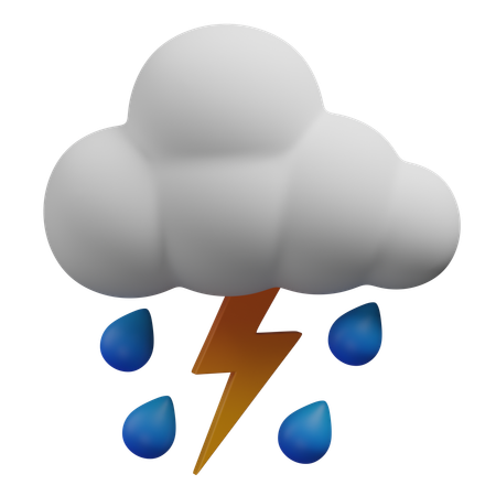 Drizzle and Lightning  3D Icon