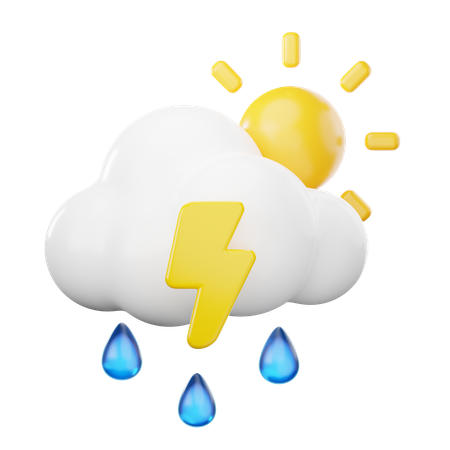 Drizzle Lightning At Day  3D Icon