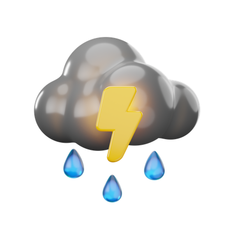 Drizzle Thunder Cloud  3D Icon