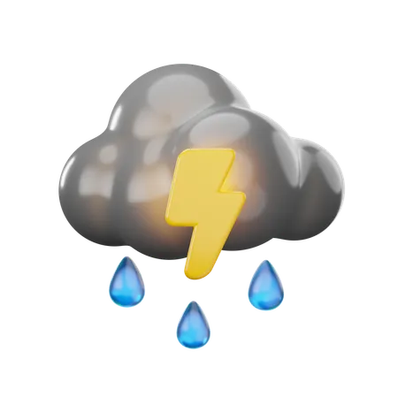 Drizzle Thunder Cloud  3D Icon