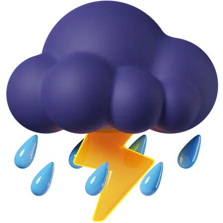 Drizzle With Thunder 3 D Icon 3D Icon