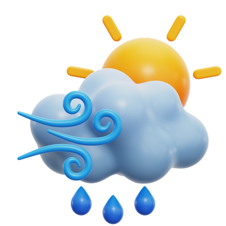 Drizzling Windy  3D Icon