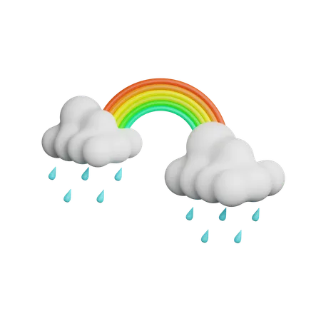 Drizzling with Rainbow  3D Icon