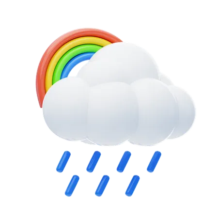 Drizzling With Rainbow  3D Icon