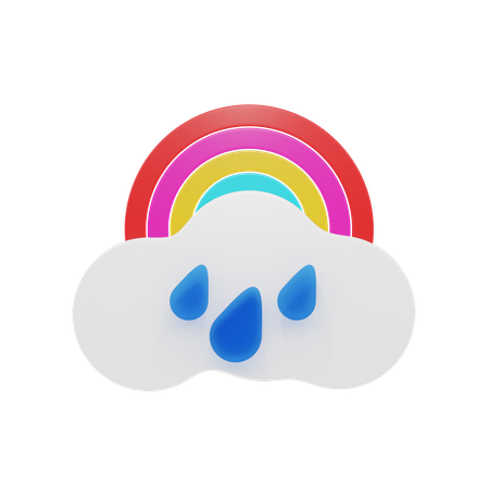 Drizzling With Rainbow  3D Icon