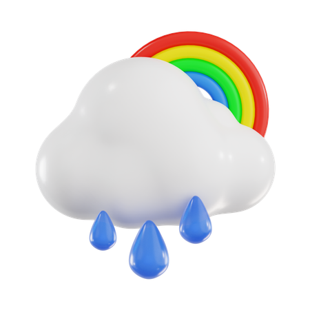 Drizzling With Rainbow  3D Icon