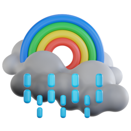 Drizzling With Rainbow  3D Icon