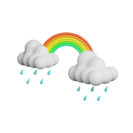 Drizzling with Rainbow  3D Icon