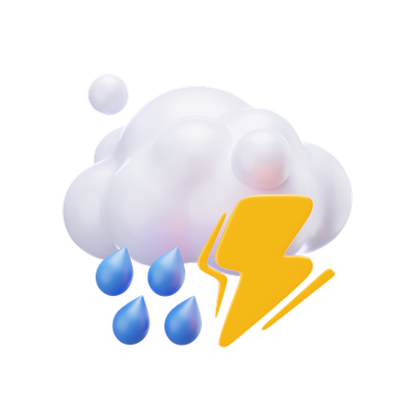 雷を伴う霧雨  3D Icon