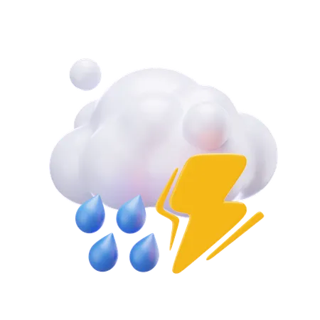 雷を伴う霧雨  3D Icon