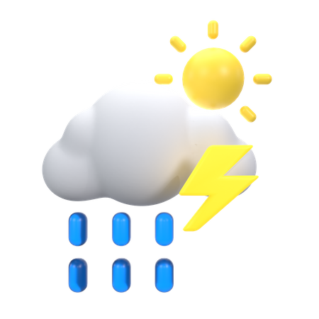 Drizzling With Thunder At The Day  3D Icon
