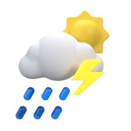 Drizzling With Thunder At The Day  3D Icon