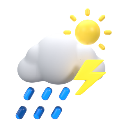 Drizzling With Thunder At The Day  3D Icon