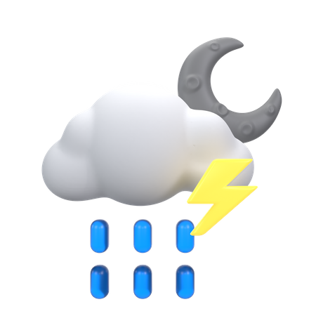 Drizzling With Thunder At The Night  3D Icon