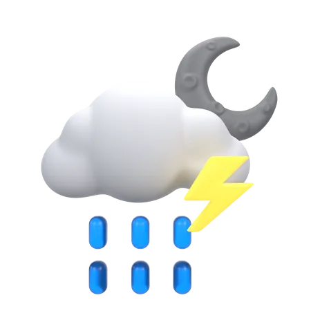 Drizzling With Thunder At The Night  3D Icon